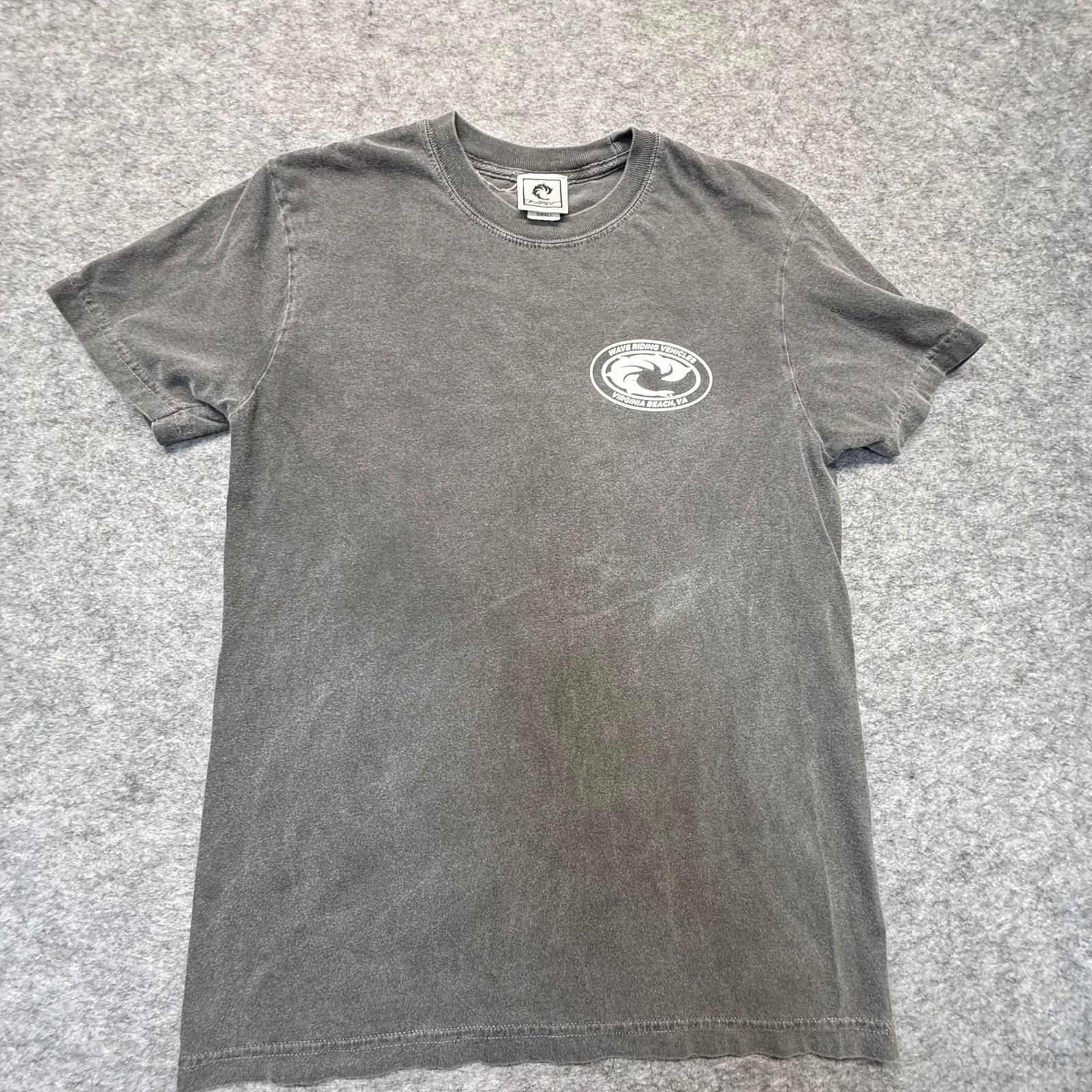 WRV T-Shirt Mens Small Charcoal Grey Cotton Virginia Beach Surf Graphic Tee
