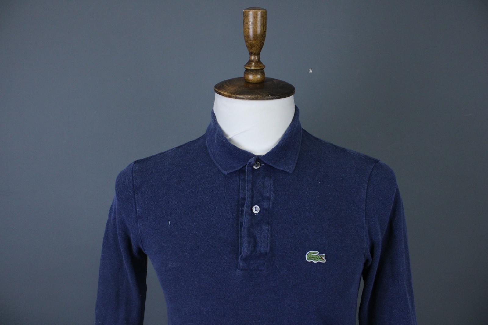Lacoste Classic Fit Navy Blue Solid Cotton Long Sleeve Polo Shirt Size FR 3 / S