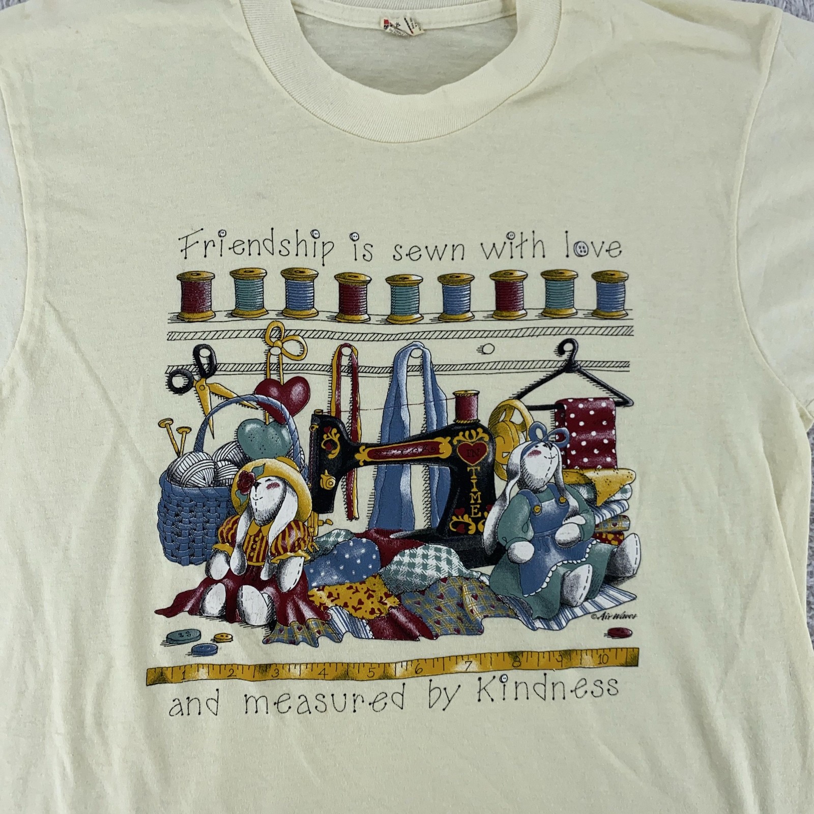 Vintage Friendship Graphic Shirt Medium Kindness Quote Sewing Crafts 90s