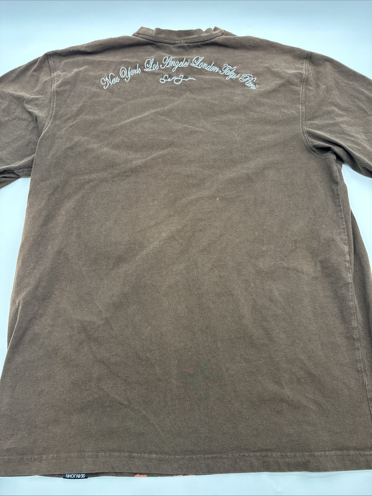 Sean John T-Shirt Men 2XL Brown Graphic Print Logo Embroidered ..#29914
