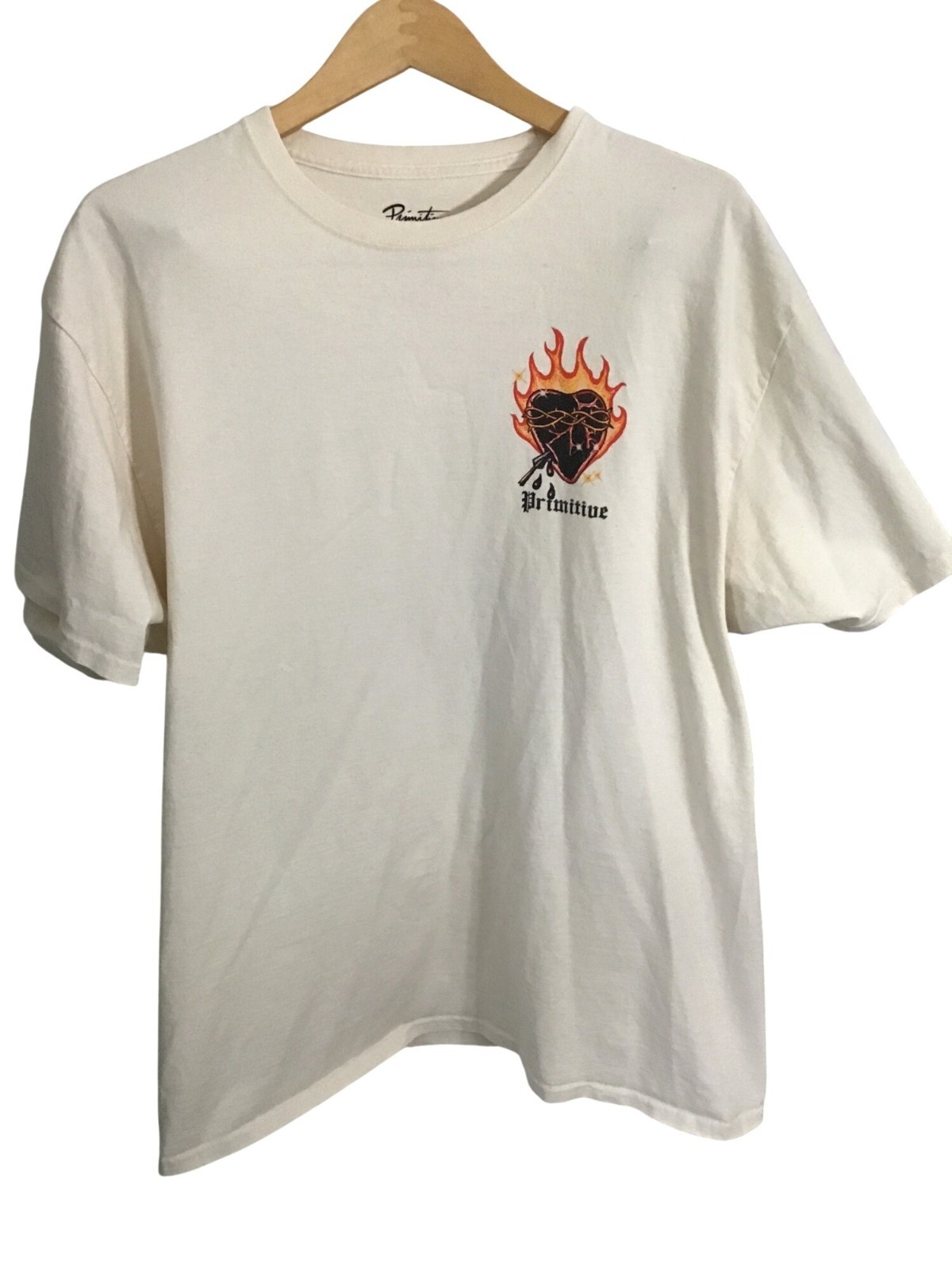 Primitive Sacred Heart Graphic T-Shirt White XL Cotton Skateboarding Tee