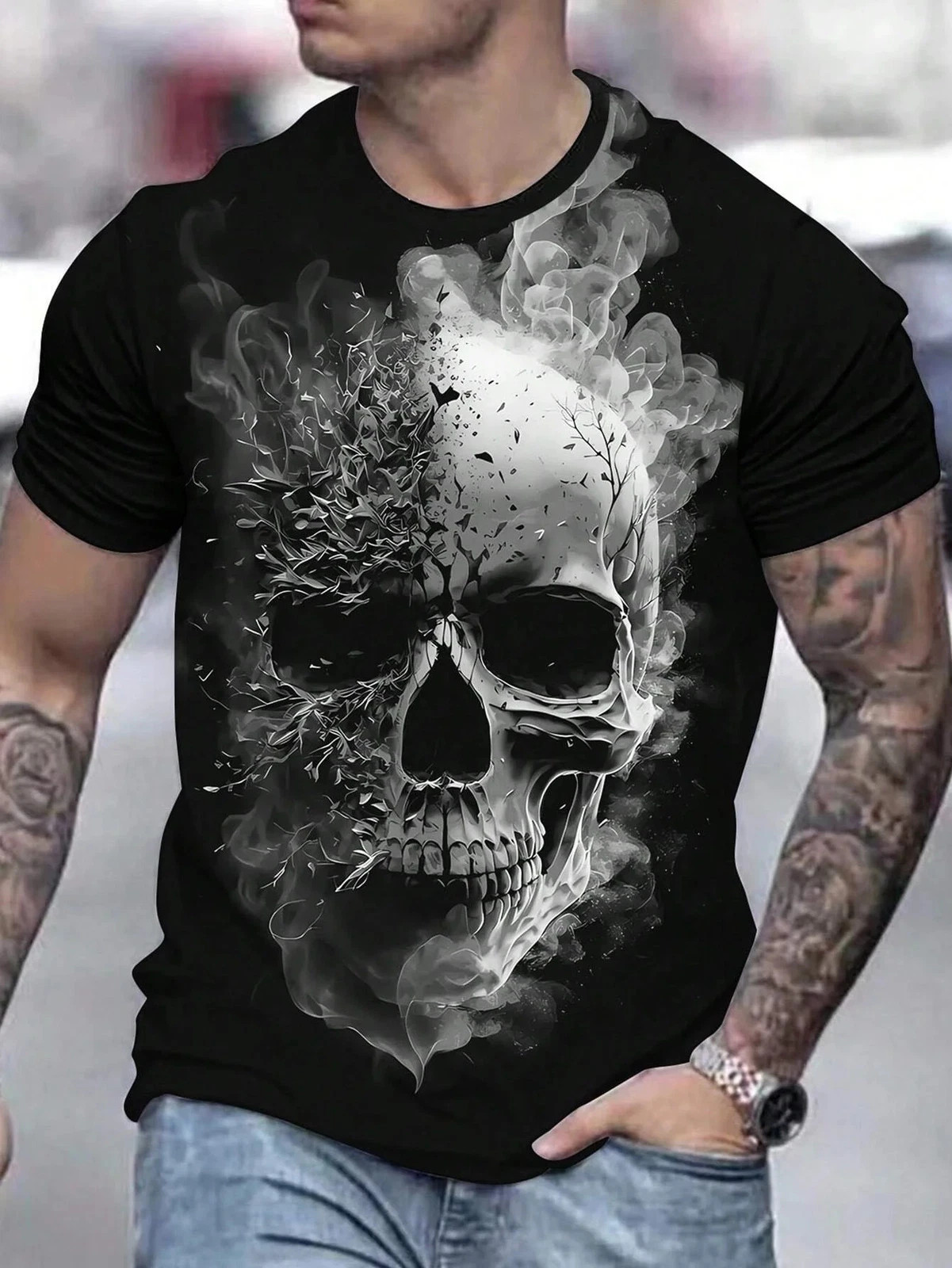 Summer Men’s Skull Graphics 3D Printed Tshirt Short Sleeved T-Shirt For Men