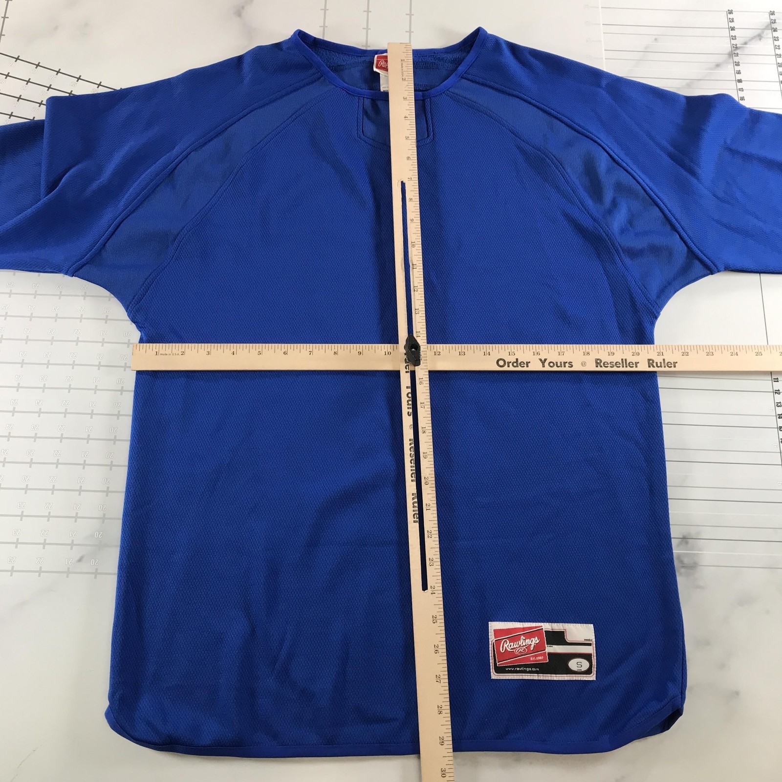 Vintage Rawlings Baseball Shirt Mens Small Royal Blue Blank Practice Pullover