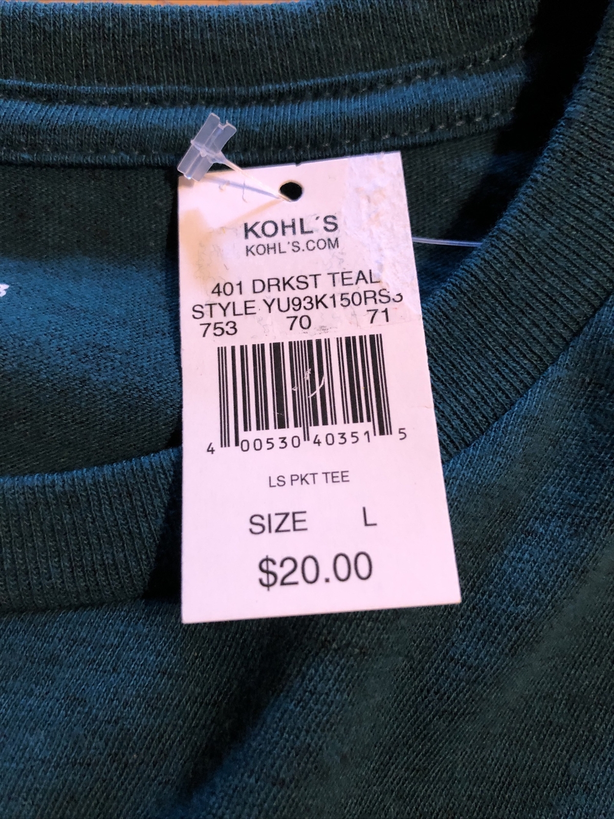 Urban Pipeline LS Tee Shirt Large Green Mens $20 (s-blk-50-21)