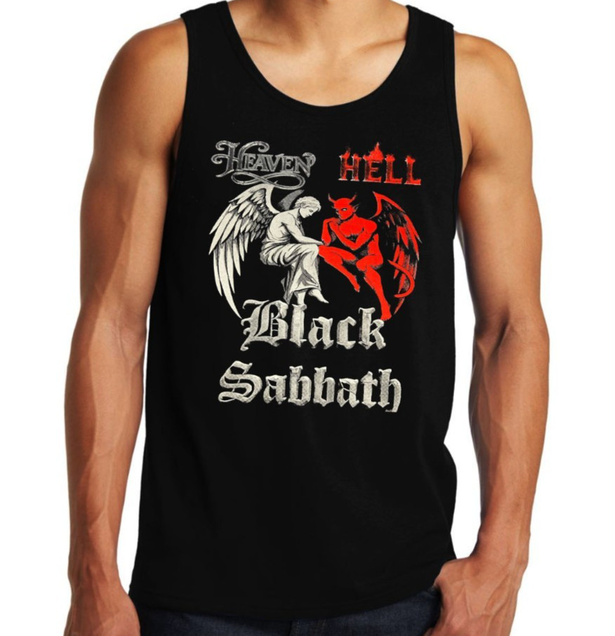 Black Sabbath Heaven & Hell Heavy Metal Band Men’s Black Tank Tops