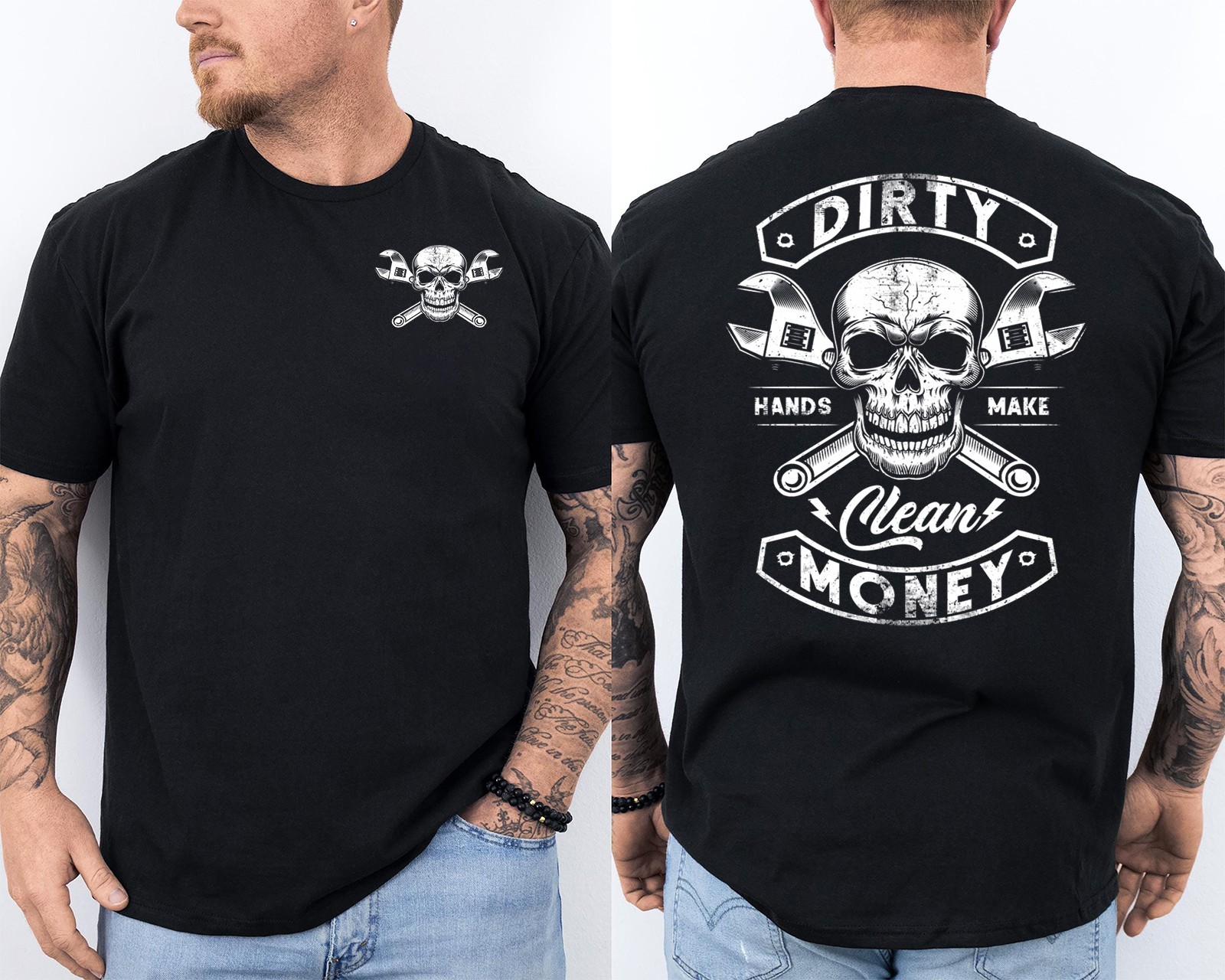 My Hands May Be Dirty But My Money is Clean Mechanic Repair 2 Sided T-Shirt