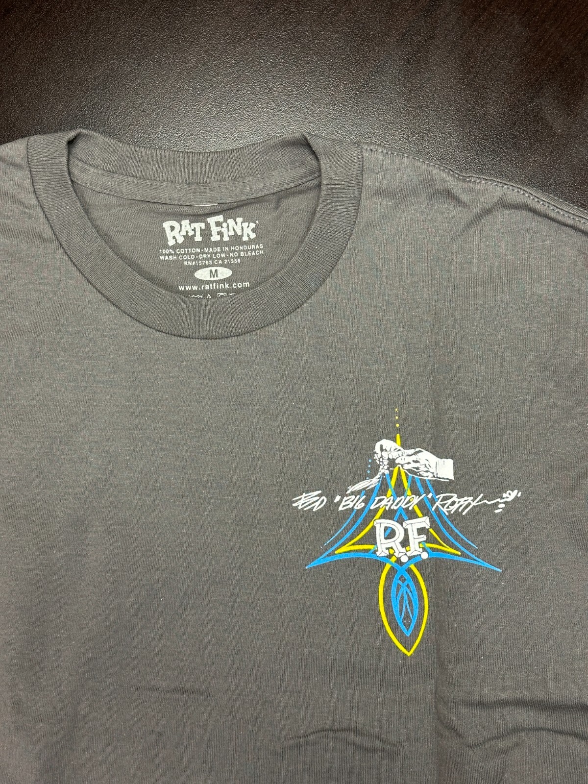 Men’s Ed Big Daddy Roth Rat Fink Flying Eye Hot Rod Gray Cotton T-Shirt M-3XL