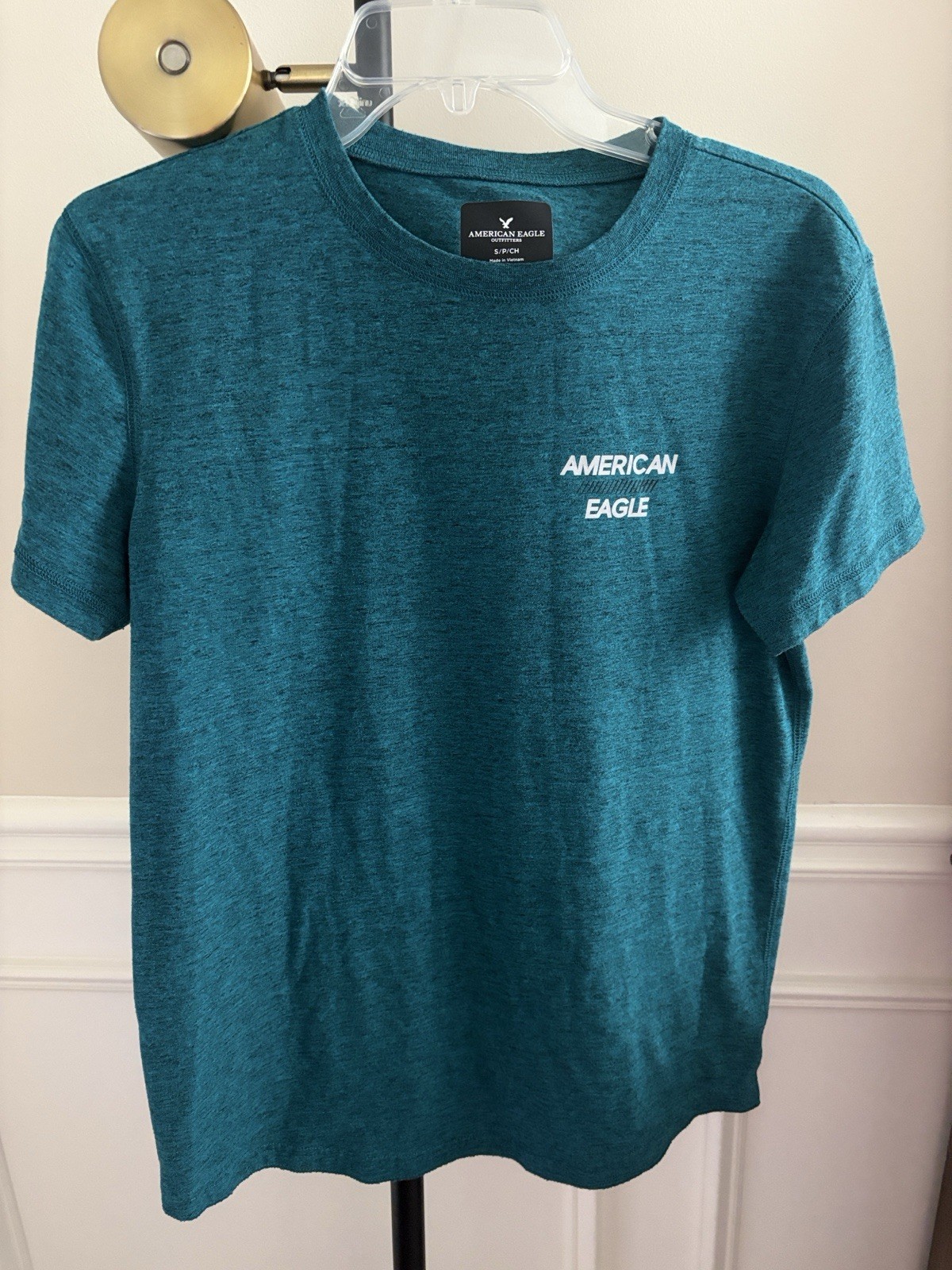 American Eagle Outfitters Men’s Teal Logo Crew Neck Short Sleeve Knit T-Shirt S
