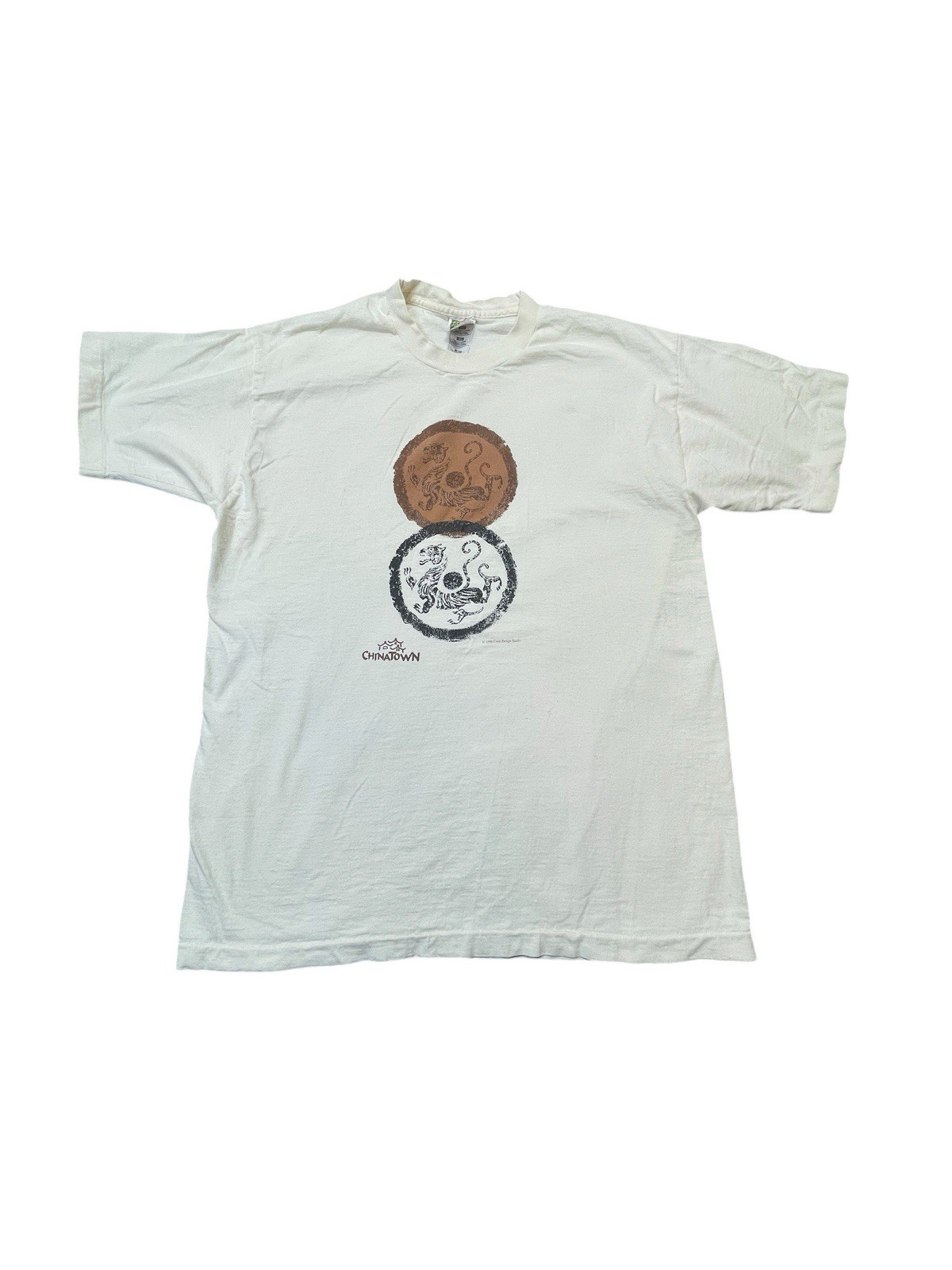 Vintage 1990s Chinatown Design Studio Tiger Medallion T-Shirt XL