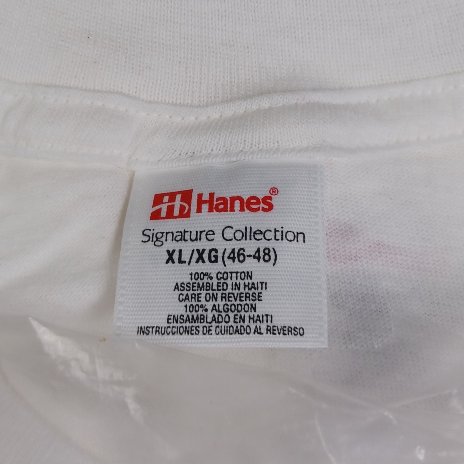 Hanes Signature Collection 3-Pack T-Shirts Mens XL 46-48 White 100% Cotton 1998