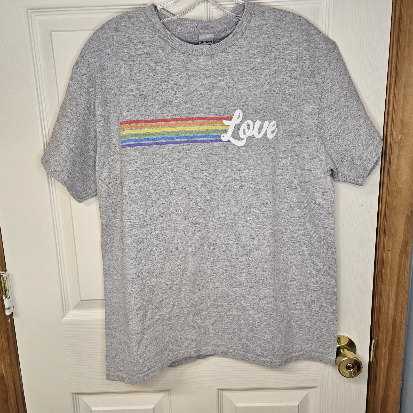2 Gay Pride T-Shirts – Philly Pride Run & (Rainbow) Love – XL Gildan & Canvas