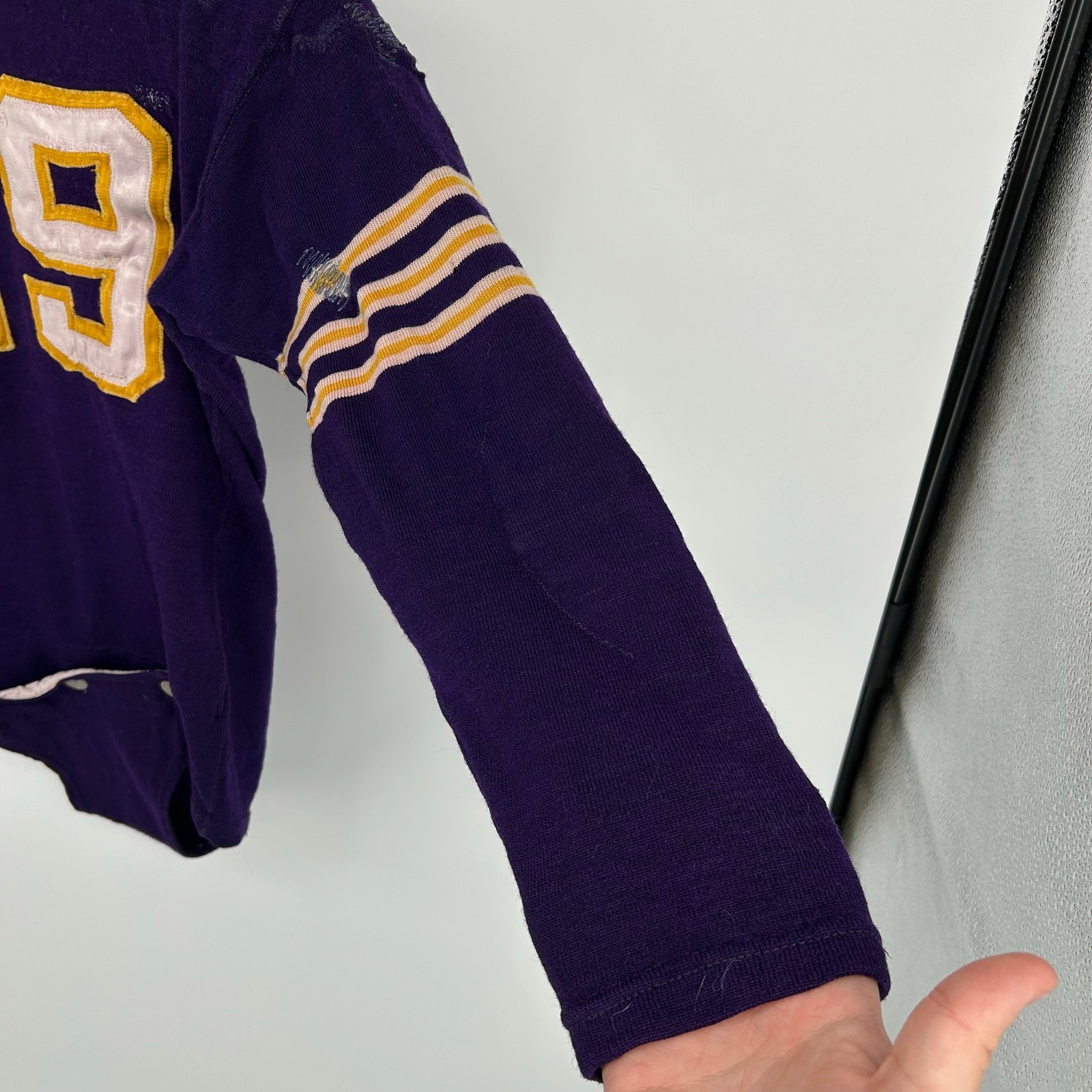 VTG 20s 30s Purple O’Shea Knitting Mills Wool Button Crotch Football Jersey 42