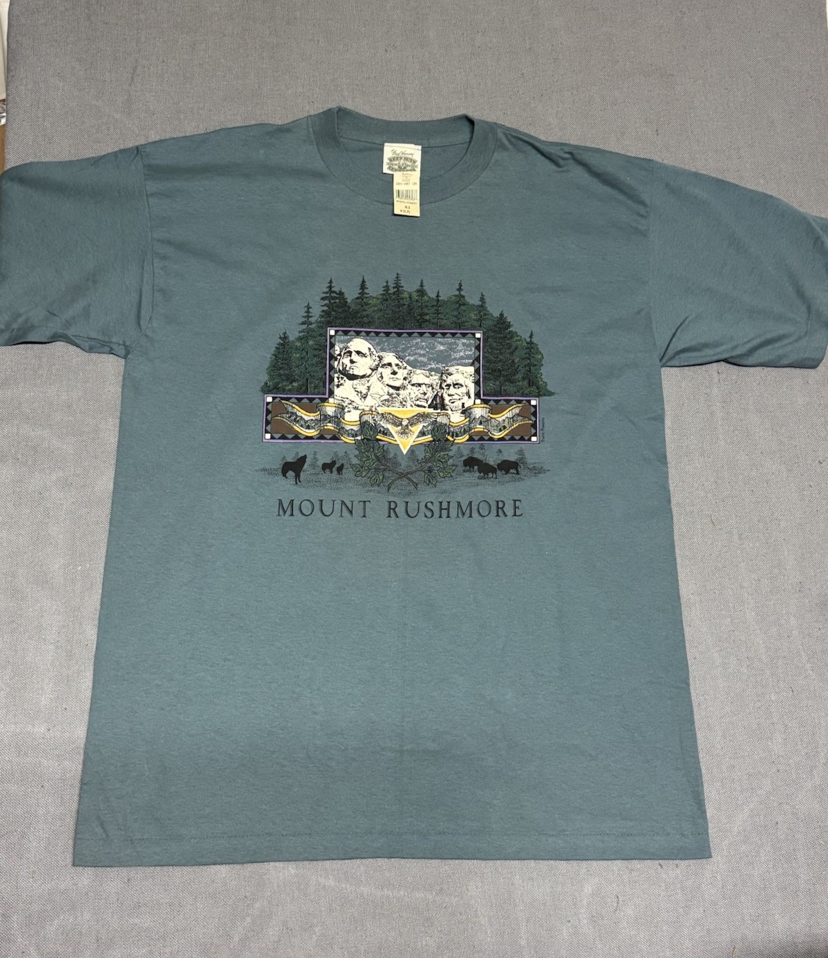 NWT-Fred Harvey Mount Rushmore Green T Shirt Vintage Single Stitch Dead Stock