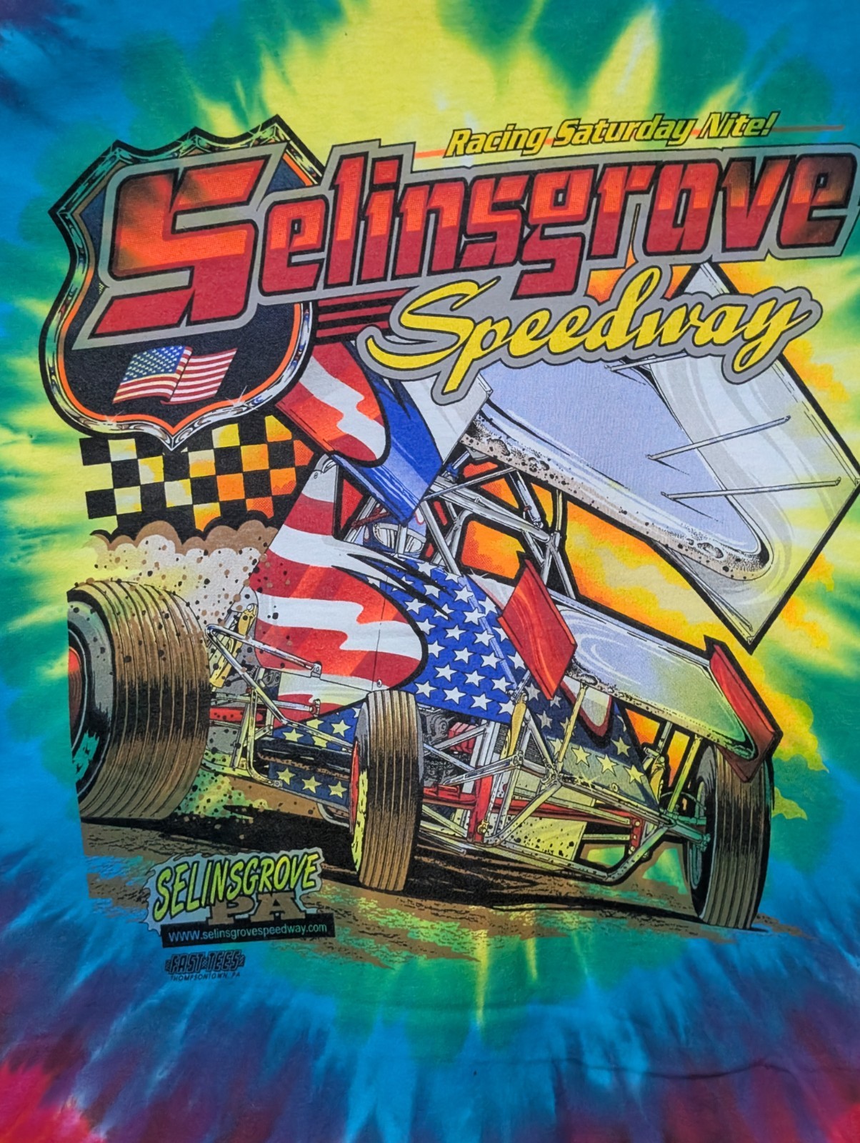 Liquid Blue Mens T-shirt Tie-dye 40th Anniversary Sprint Car CT AOP XL #4853