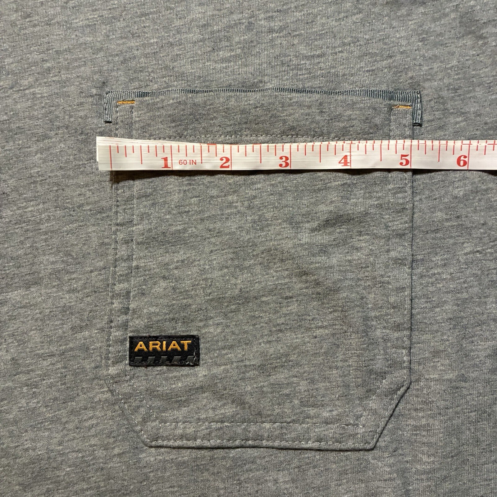 Ariat Rebar Men’s Pocket Long Sleeve Tee T Shirt Light Gray Work Size 2xl