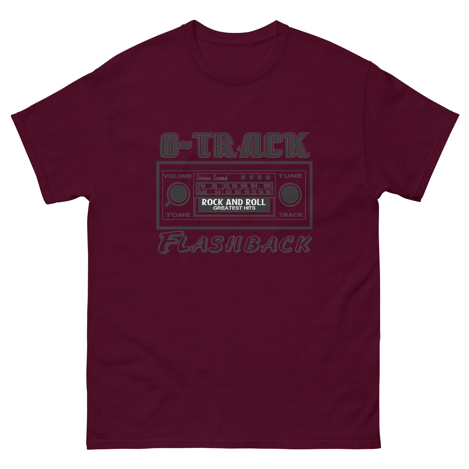 8 TRACK FLASHBACK T SHIRT by RACE CITY RETRO MUSCLE CAR STEREO AM FM