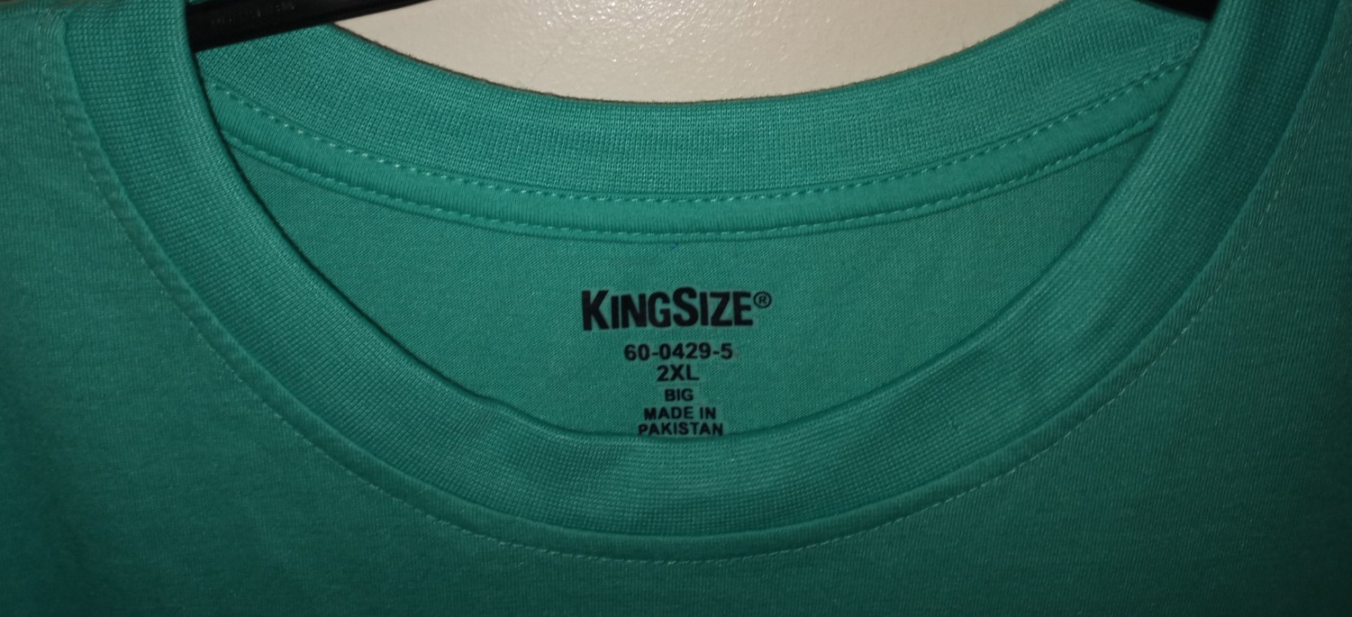 😃KINGSIZE Plain Blank POCKET AQUA Short Sleeve Men T-Shirt 2XB 2X BIG NWOT NEW