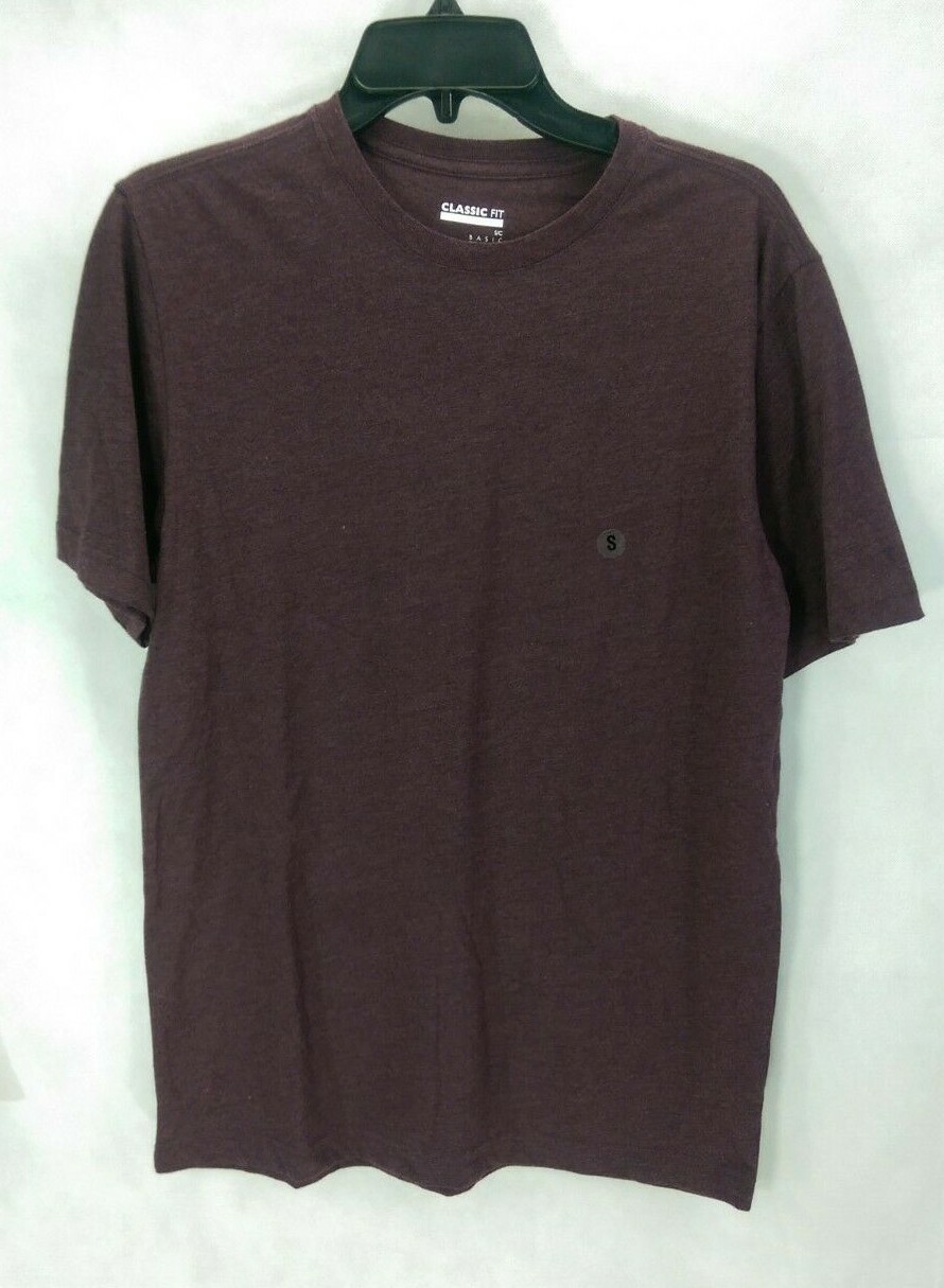 Mens Maroon Shirt Classic Fit Size S Basic Editions