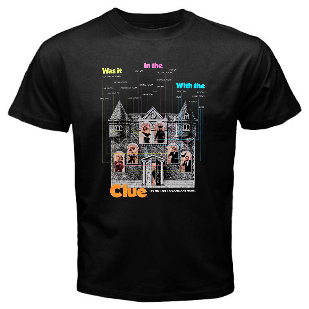 Clue Movie Crime Detective Men’s Black T-Shirt Size S to 5XL