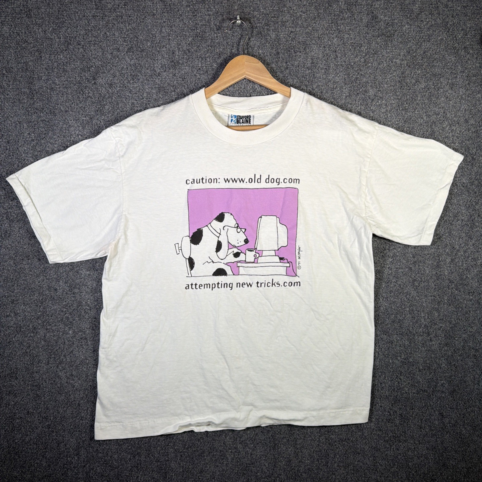 Vintage Quote Shirt Mens XL White 90s Funny Dog Computer Tech Cartoon USA