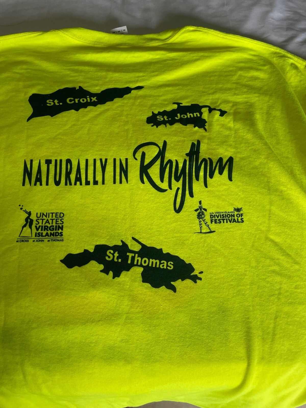 St Thomas Virgin Island Carnival Neon Yellow Short Sleeve T-Shirt 3XL