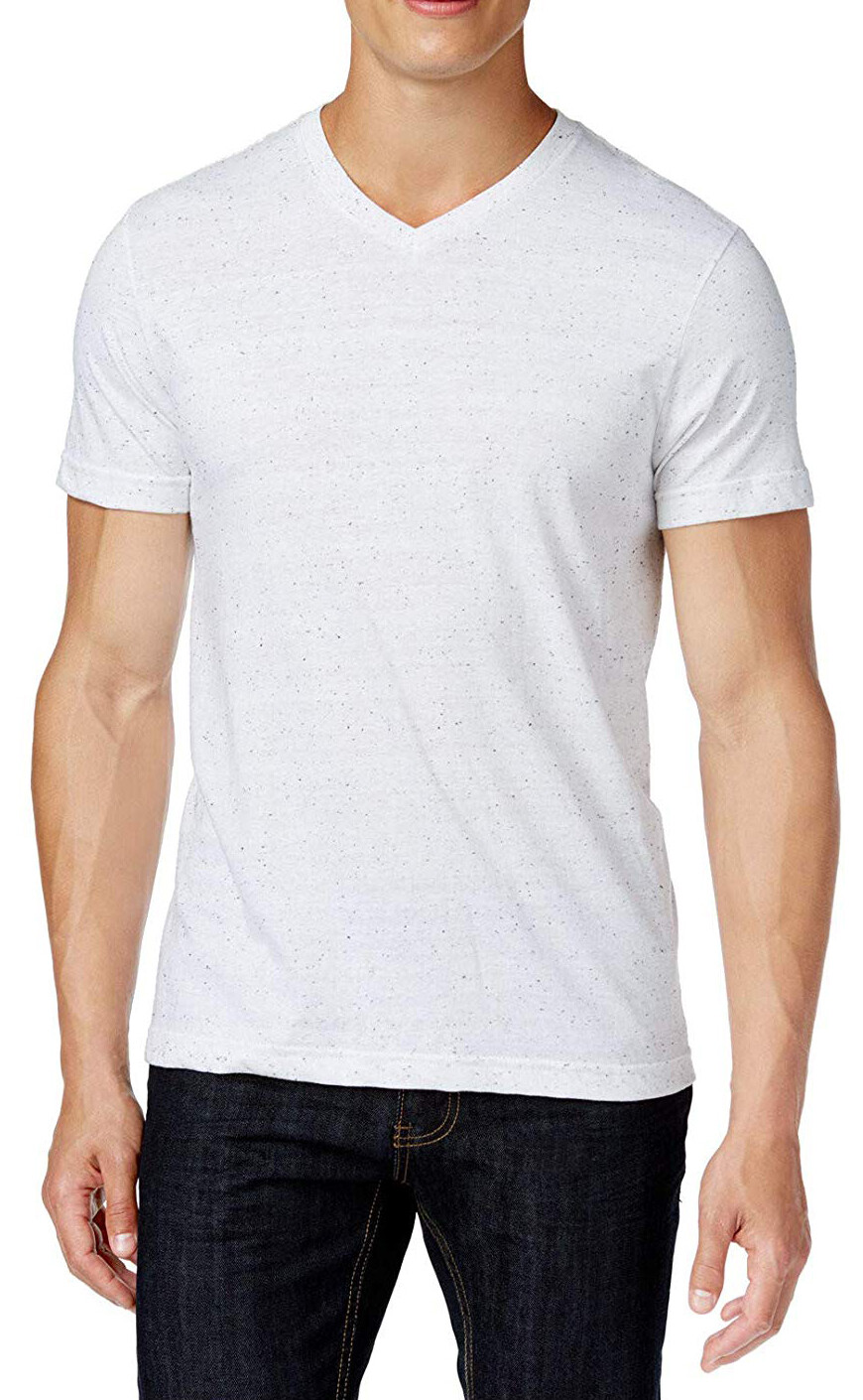 New Mens Alfani V-Neck White Heathered Dotted Embellished Undershirt T Shirt Tee