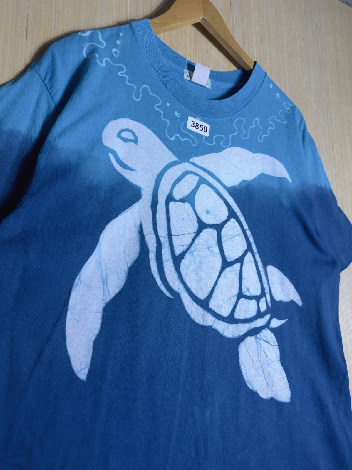 Vintage Sea Turtle Shirt Large Blue Short Sleeve Men’s Graphic Print 90s
