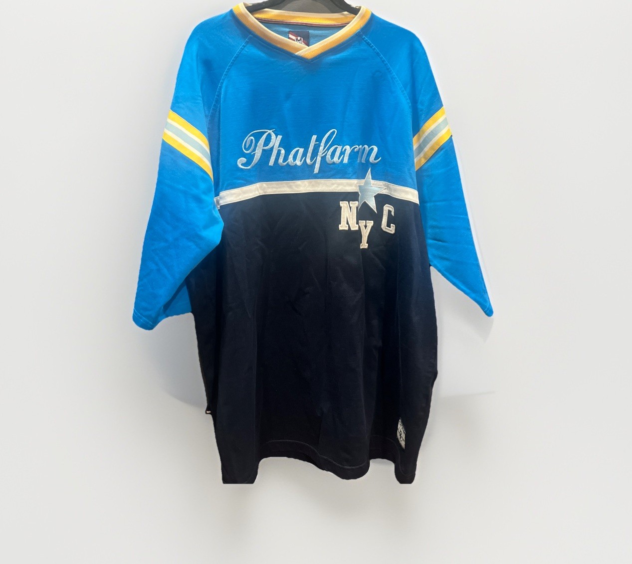 Phatfarm NYC Shirt Color-block Alma Mater Classic American Flava Y2K Hip Hop 2XL