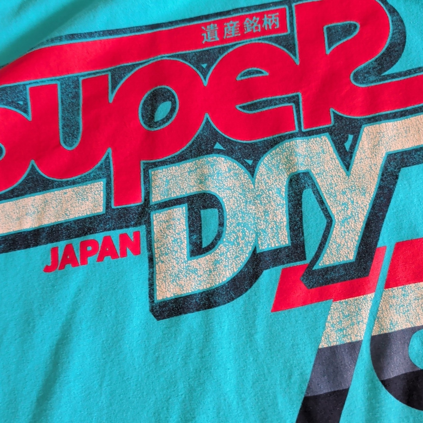 Superdry Y2K Shirt Adult Large Turquoise Retro Surf Skater Graphic Tee Japanese*