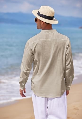 Men’s Shirt Long Sleeve Size 4X-Large Relaxed Fit COOFANDY Mens Cotton Linen