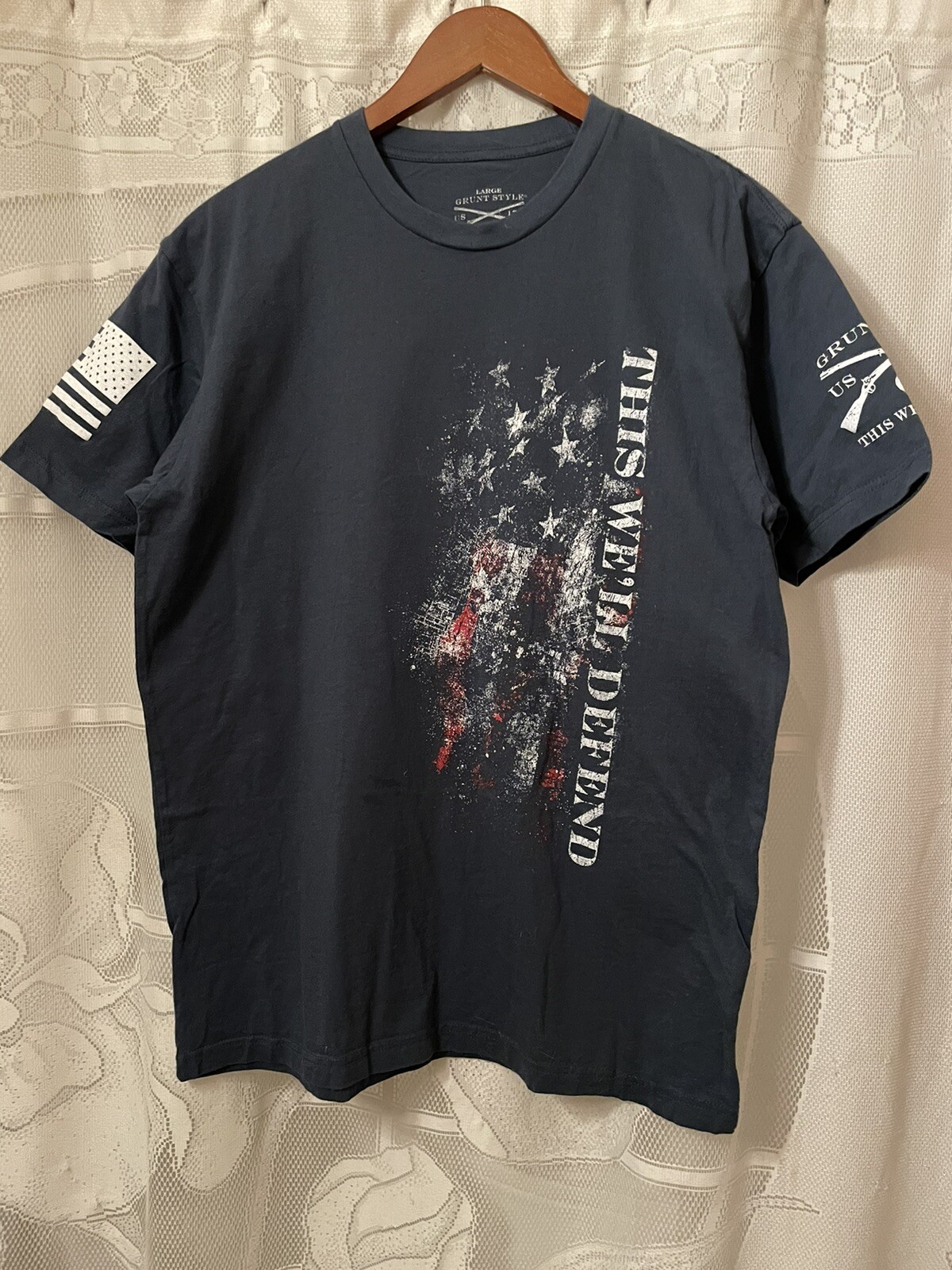 Grunt Style This We’ll Defend Flag 2.0 T-Shirt – Blue Size Large GUC