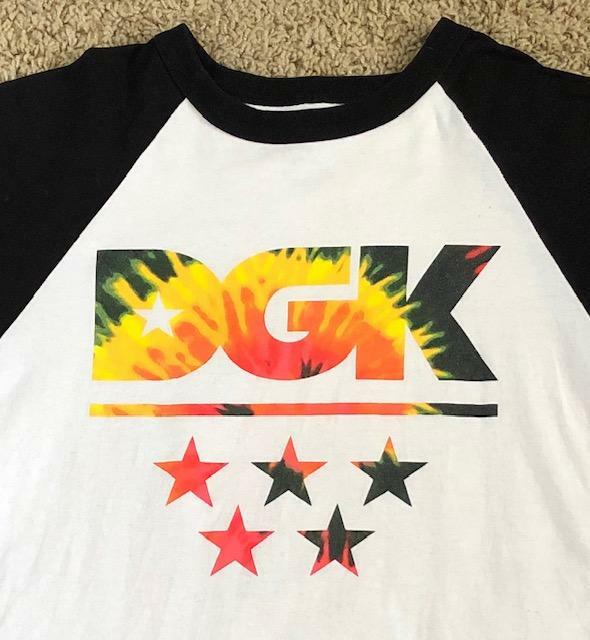DGK From Nothing 00 Tri-Color Stars Logo White Ringer T-Shirt Size Medium