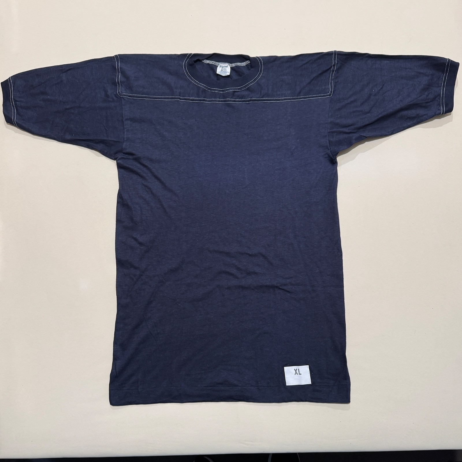Vintage Signal Adult XL (46) Navy Blue Football Cotton T-Shirt NOS
