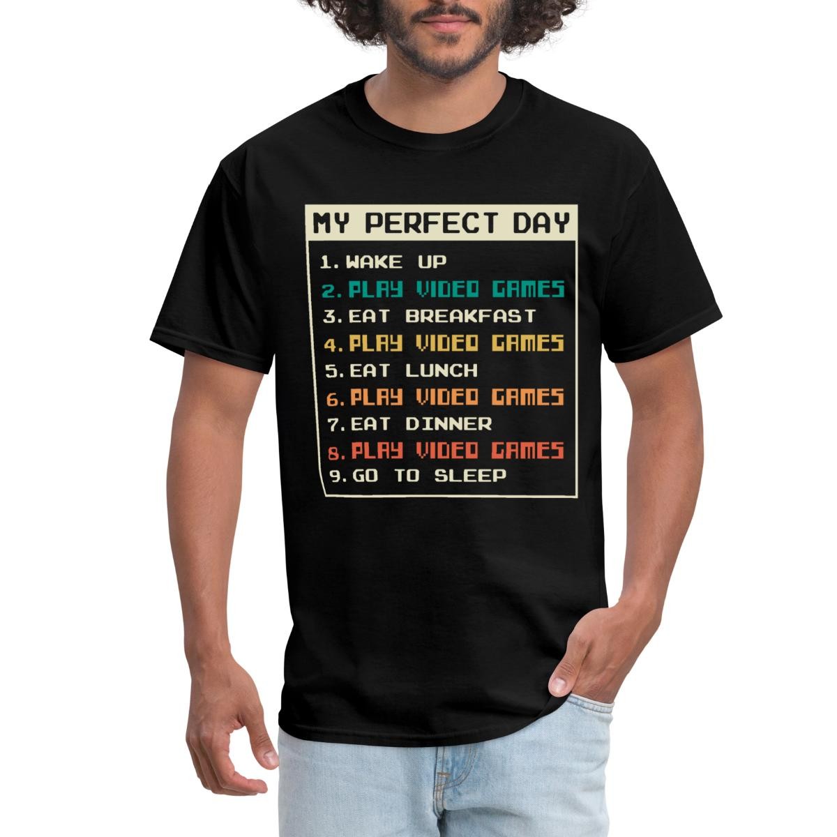 Gaming Perfect Day | Funny Gamer Routine Men’s T-Shirt