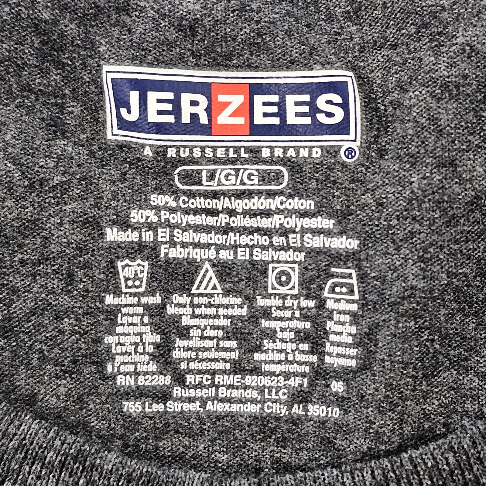 Jerzees Gray Short Sleeve Cotton Blend T-Shirt Men’s L