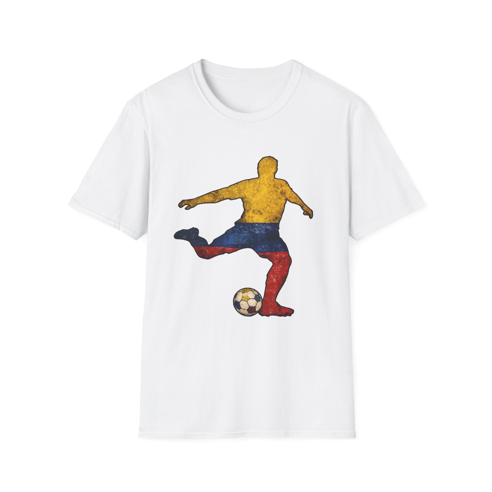 Colombia Soccer Silhouette T-Shirt Colombian Flag Football Player Tee