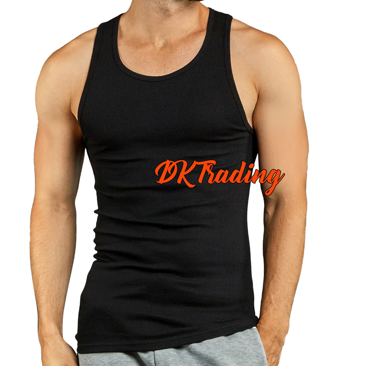 6 Pack Men’s Black Tank Top 100% Cotton A-Shirt Sleeveless Lightweight S-3XL