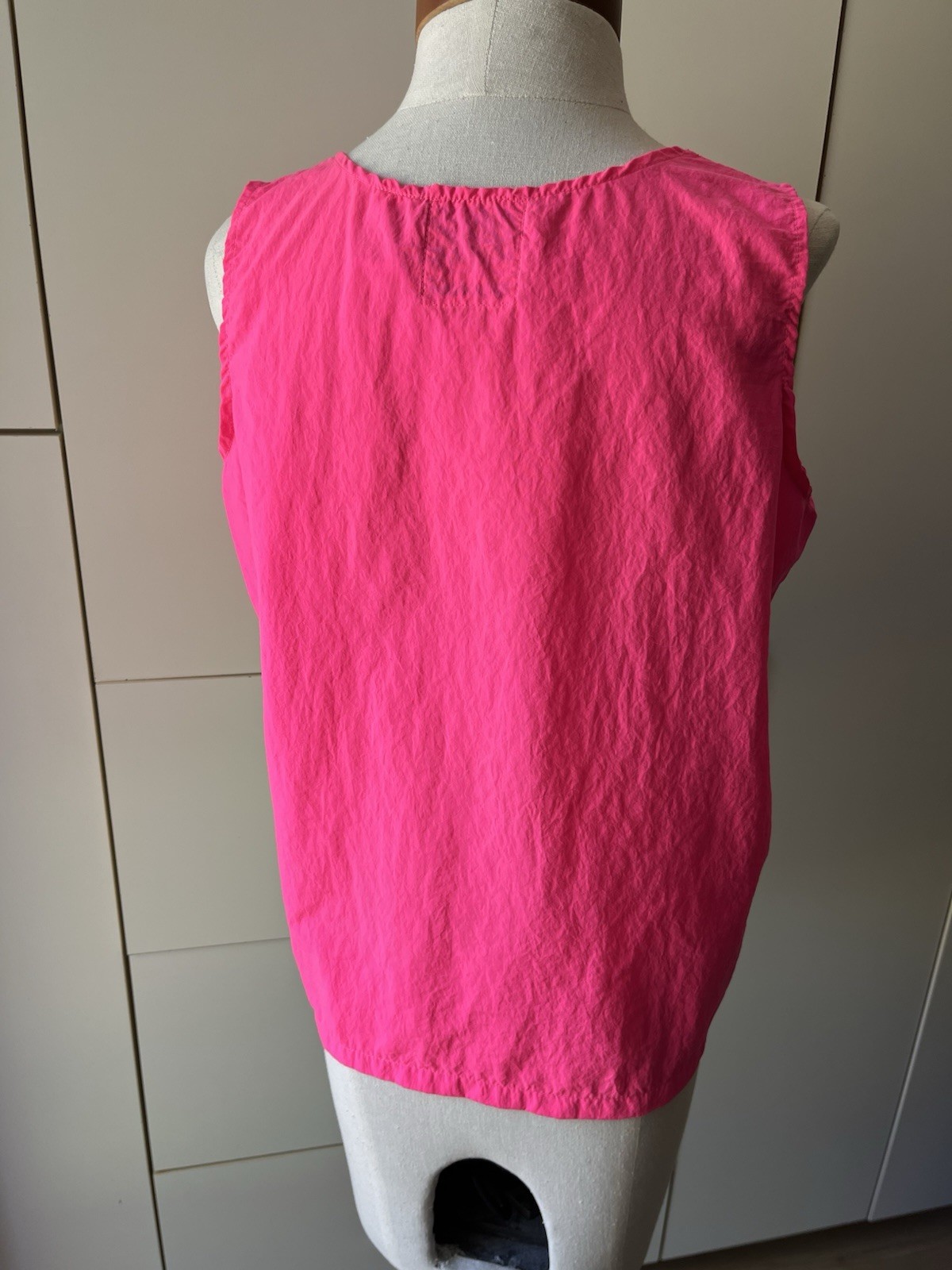 Vintage Gitano Neon Sleeveless Shirt- Colorblock Pink Yellow Green Nylon- Medium