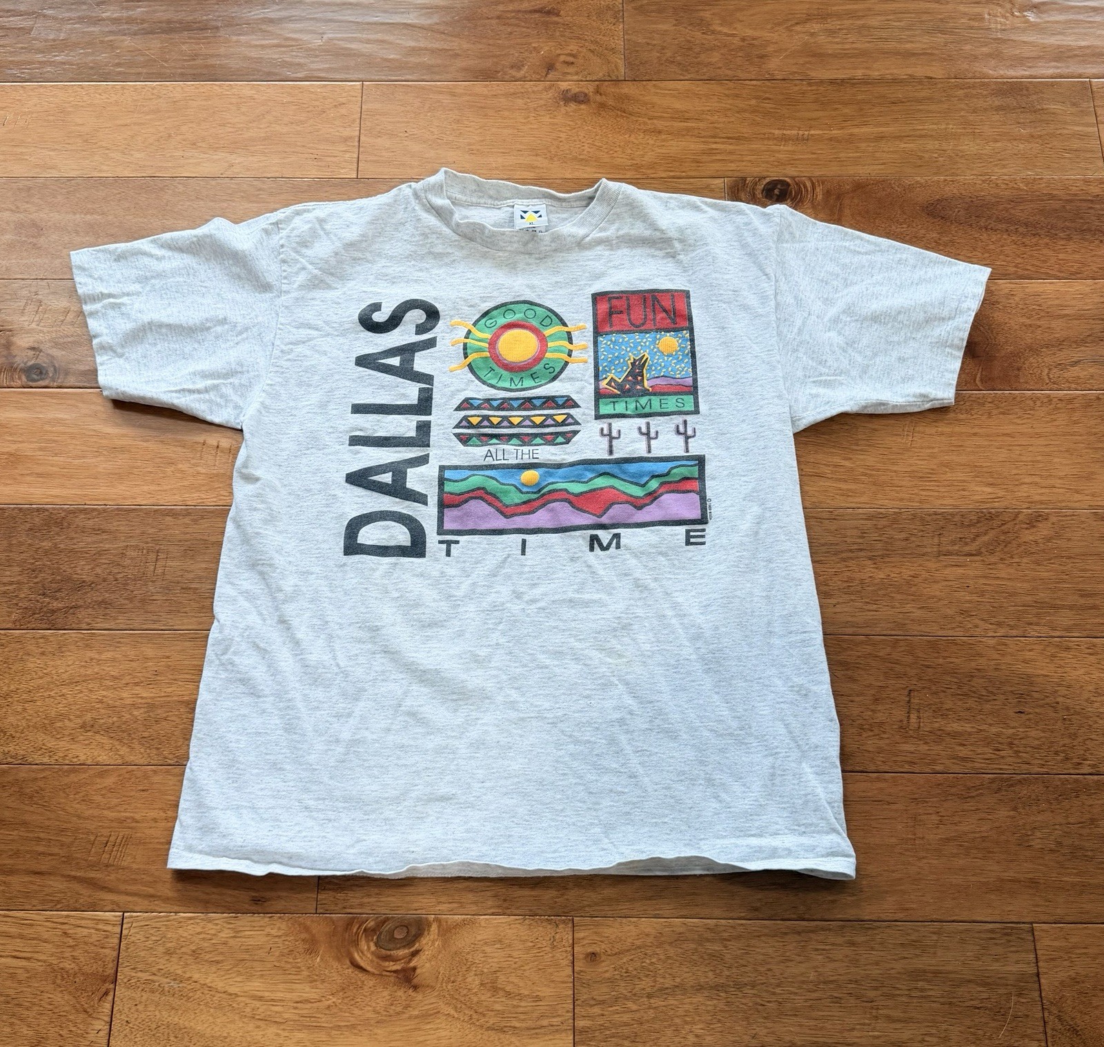 Vintage Dallas Texas Graphic T Shirt XL Southwest Desert Art Single Stitch