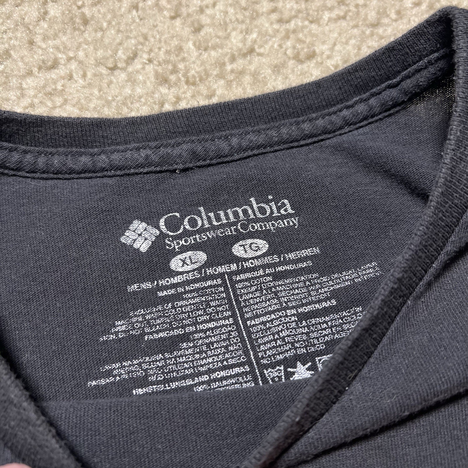 Columbia Sportswear Sunset Box Logo T Shirt Mens XL Black Outdoor Hiking Tee