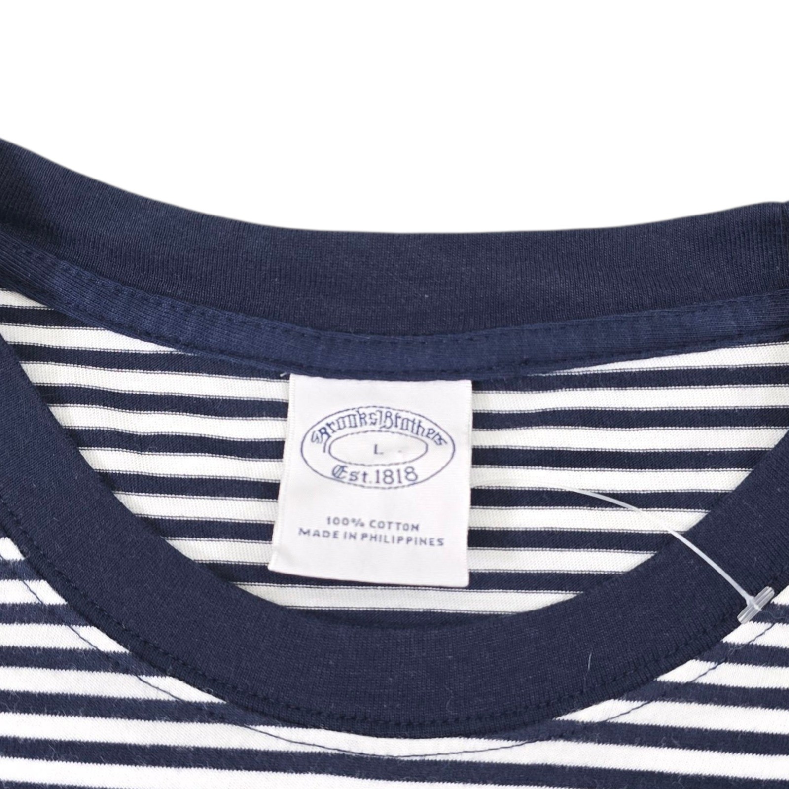 Brooks Brothers Mens L Striped Cotton T Shirt Graphic Short Sleeve Blue White