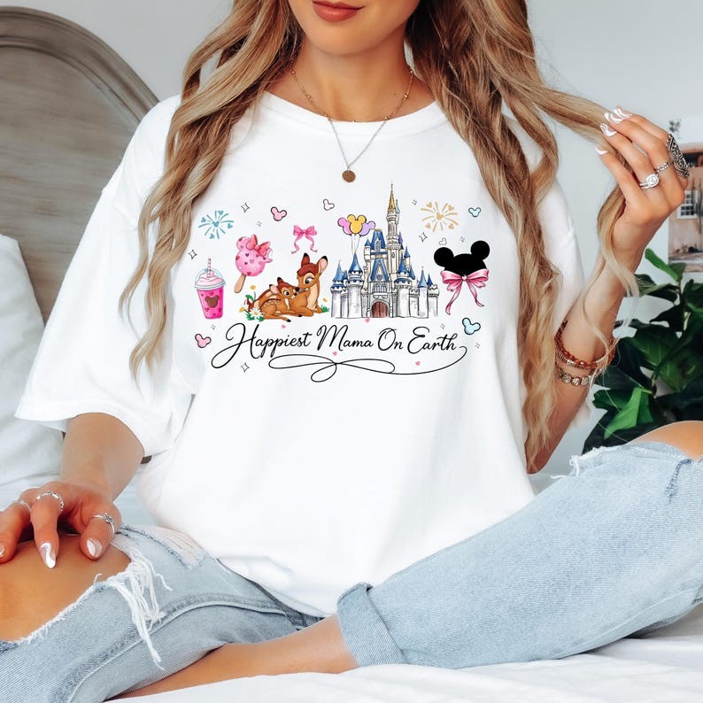 Bambi And Mother Magic Kingdom Castle Happiest Mama On Earth Tshirt Men Women