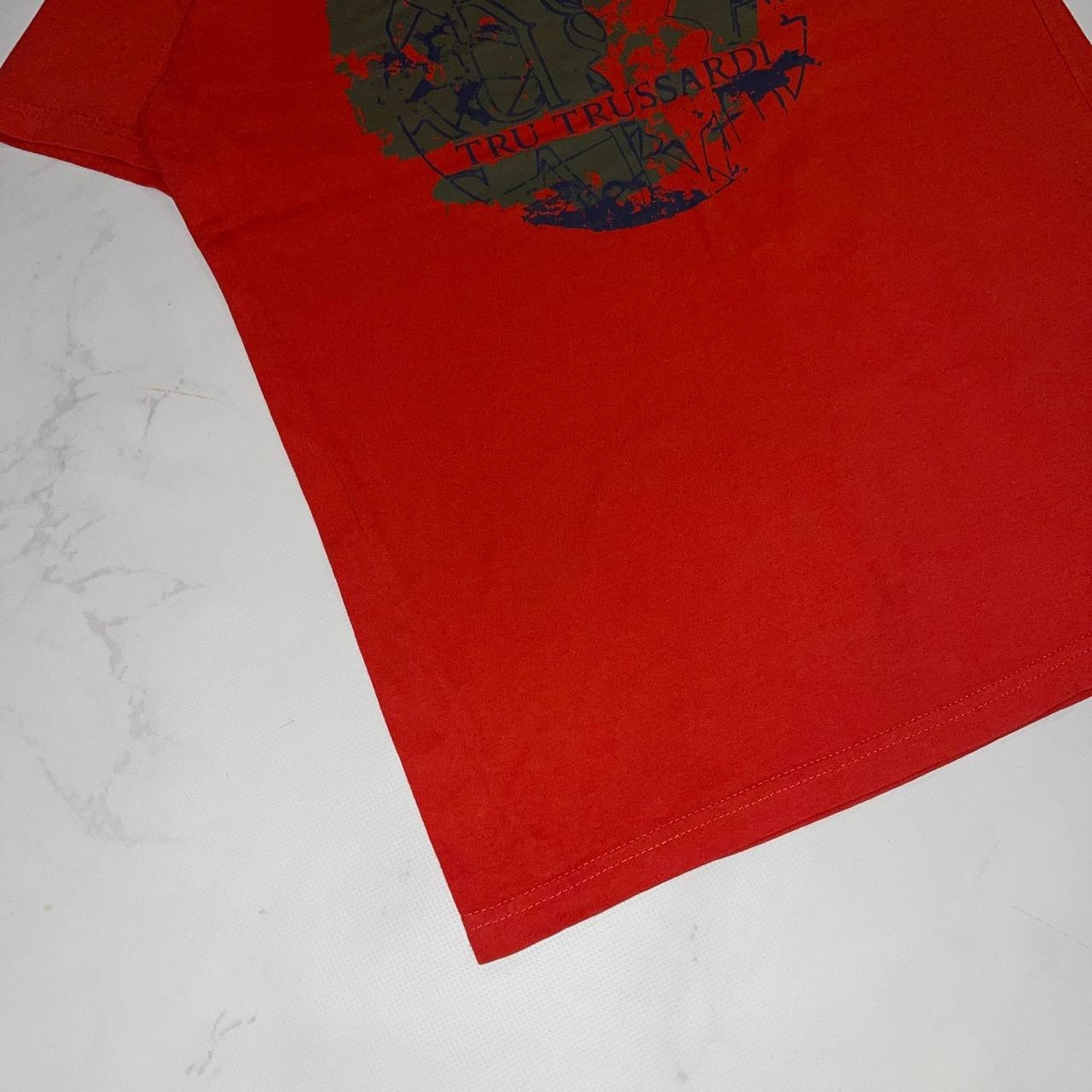 Vintage T-shirt Trussardi Big Logo Luxury tee Short Sleeve Red Size S