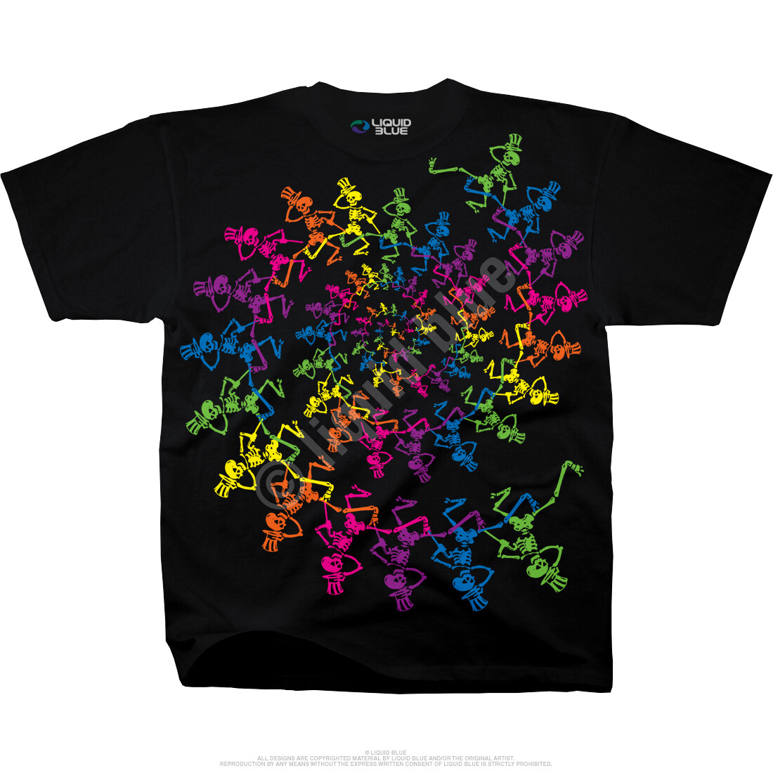 GRATEFUL DEAD-DANCING SPIRAL SKELETONS-T-SHIRT S-M-L-XL-XXL,3X-6X Garcia,Lesh
