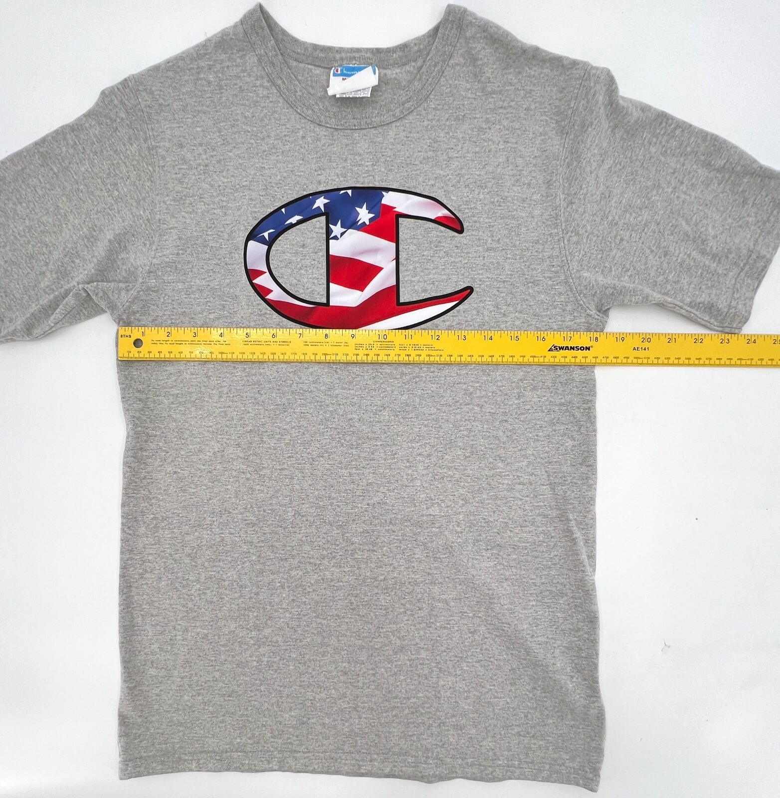 Champion Shirt Men Teens Medium Gray Short Sleeve Pull on Logo