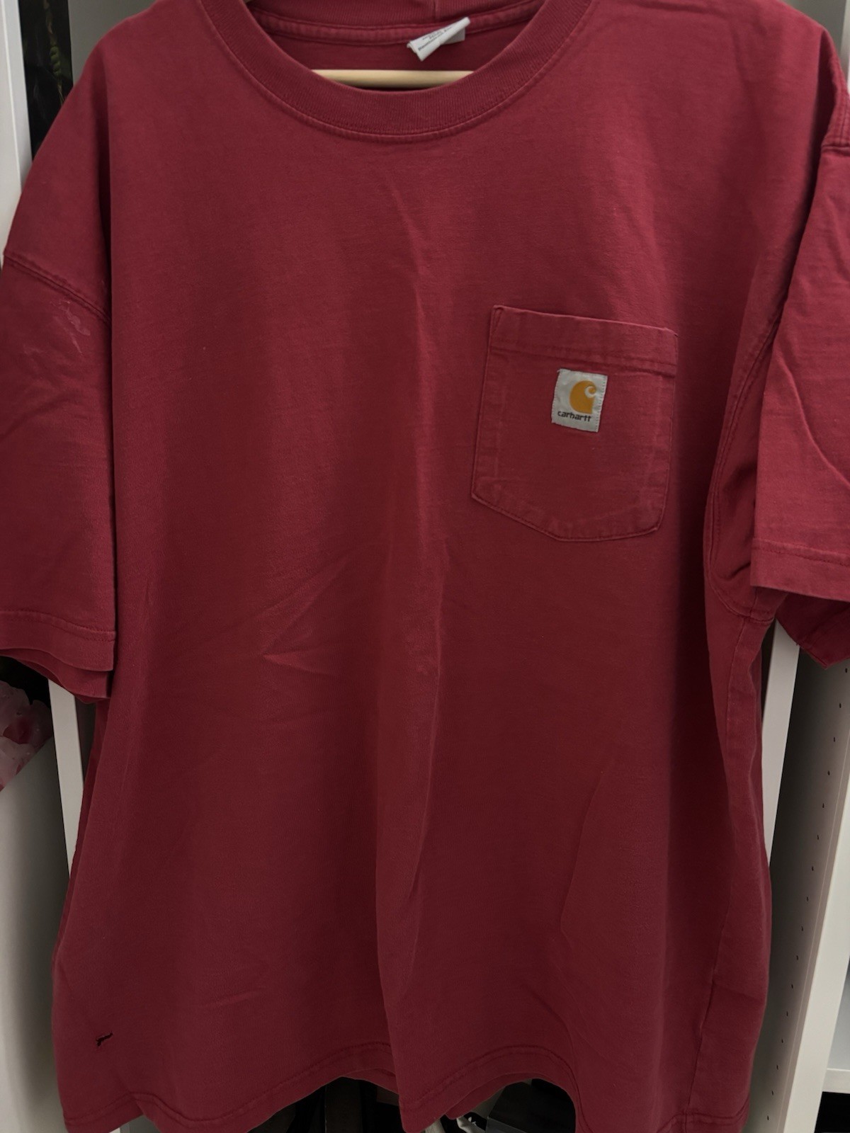 Carhartt Pocket T Shirt Men’s XL Red Faded Distressed Workwear Grunge