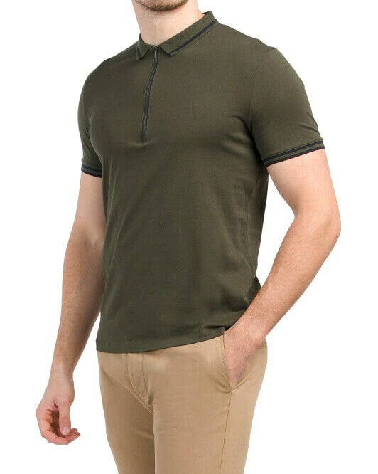Armani Exchange Cotton Quarter-Zip A|X Logo Short-Sleeve Men Polo Tee Shirt New