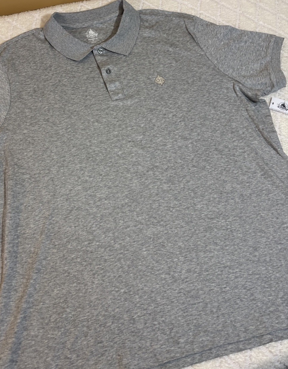 New Disney Parks Club 33 Embroidered Logo Gray Modern Fit Polo Shirt Men Size XL