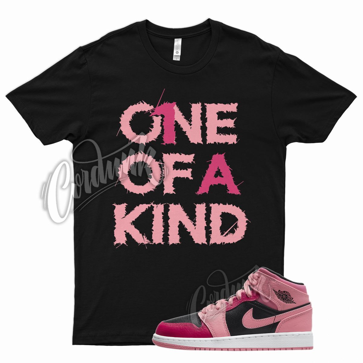 Black 1OAK T Shirt for Air J1 1 Coral Chalk Rush Pink Black Berry Punch