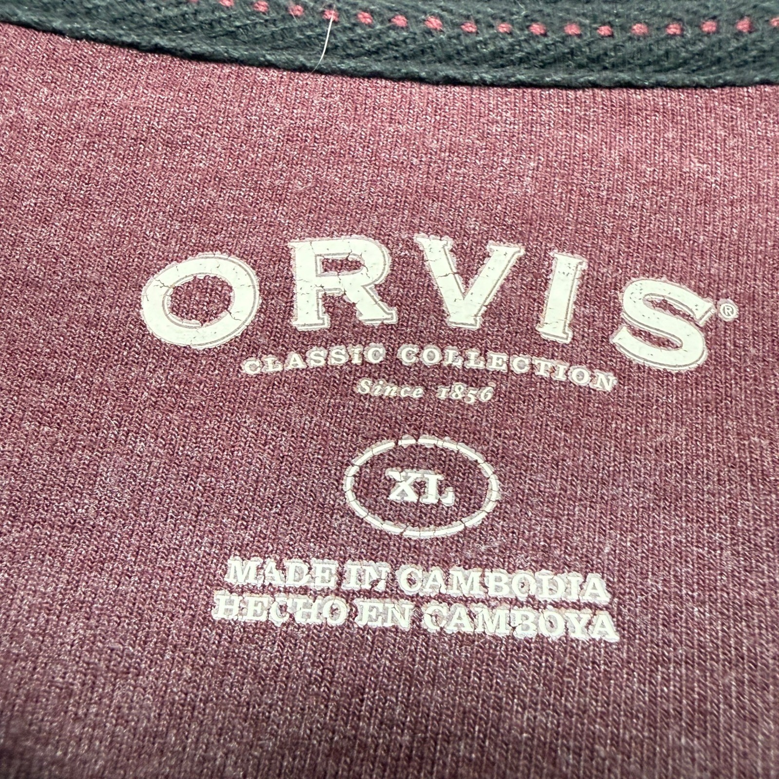 Orvis Raglan Shirt Mens XL Burgundy Long Sleeve Crewneck Tshirt Soft Stretch